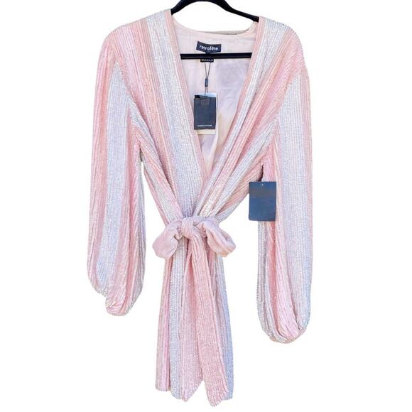 Retrofete Gabrielle Robe Dress Pastel Pink Stripes - Picture 7 of 12